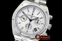 VACH. CONSTANTINE Overseas Chronograph SS/SS White Asia 7750 Mod 5200