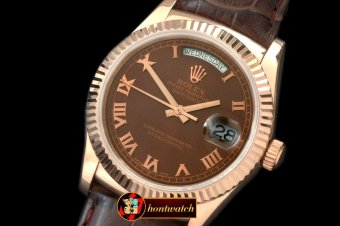 Replica Rolex DayDate Fluted Brown Roman RG/LE Asian 2836