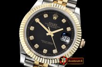 Rolex Datejust DJ2 41mm Jub Flt Wrap YG/SS Black Diams BP Asia 2836