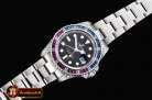 Rolex GMT II Red/Blue Rubies SS/SS Blk BP A3186 Mod
