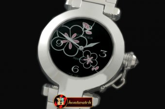 CAR0314C - Pasha Ladies SS/SS Black Swiss Ronde Quartz