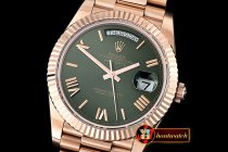RDD0195A - DayDate 228206 RG/RG Green Roman BP Swiss 2836