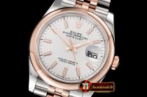 Rolex DateJust 36mm Jub Dome RG/SS White/Stk BP A2813