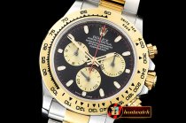 Rolex Daytona 116523 YG/SS Blk/Gold Stk OMF A7750 Mod
