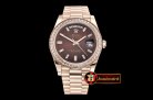Rolex DayDate 40mm Diam RG/RG Brown Baug. Diam BP A2836