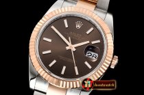 Rolex Datejust DJ2 41mm Oyst Flt 904L RG/SS Brwn/Stk ARF Asia 2824