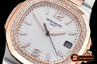 Patek Philippe Nautilus 7010 Ladies RG/SS Diams White - Swiss Qt