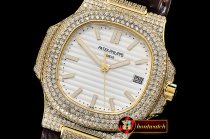 Patek Philippe Nautilus Mens 40mm Diams YG/LE White Sticks V2 MY9015