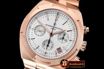 VACH. CONSTANTINE Overseas Chronograph RG/RG White Asia 7750 Mod 5200