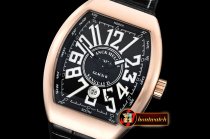 Franck Muller Vanguard Mens V45 RG/LE/RU Black Lume ABF Asia 2824