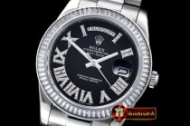 Replica Rolex Daydate 41mm SS/SS Pres Black Roman Num Asia 3255
