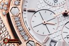 AP0369A - Royal Oak Ladies Chrono RG/RU Wht Stk Diam Bez VK64