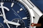Vach. Constantine Overseas Dual Time Power Reserve SS/RU Blue TWA A1222