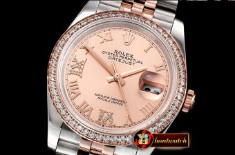 Rolex DateJust 36mm Jub Diam RG/SS Rose/Rmn/Dm BP A2813