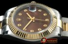 R2DJ0191F - SS/YG Oyster Fluted Brown Diam Asian Eta 2836-2