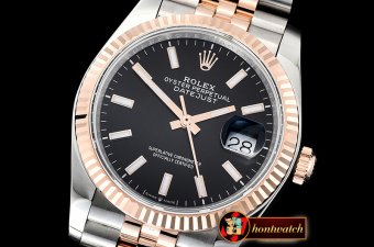 Rolex DateJust 36mm Jub Flt 904L RG/SS Blk/Stk GMF A2836