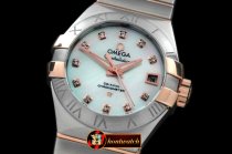 OMG0352C - Double Eagle Ladies Auto SS/RG Wht Diamonds J-Miyot