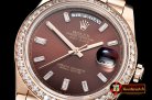 Rolex DayDate 40mm Diam RG/RG Brown Baug. Diam BP A2836