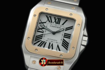 CAR0316A - Men Santos 100 SS/YG White Asian Eta 2824-2