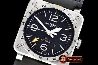 BELL & ROSS BR03-93 GMT 42mm Automatic SS/LE Black Asia 2836