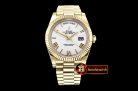 Rolex DayDate 40mm Flt YG/YG Pearl Wht Roman BP Swiss 2836