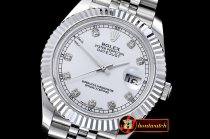 Rolex Datejust II DJ2 41mm Jub Flt SS/SS Pearl Wht Diams BP A323
