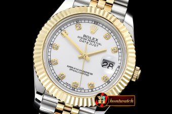 Rolex Datejust II DJ2 41mm Jub Flt YG/SS White Diams BP A3235 Mo