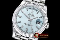 Rolex DayDate 228206 Flt SS/SS Ice Blue Diam BP Swiss 2836