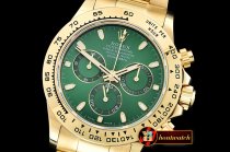 Replica Rolex Daytona 18K YG Wrp YG/YG Grn Stk BP A7750 Mod4130