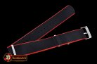 Rolex Black/Red 22mm Top Quality Nylon Strap