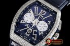 Franck Muller Vanguard Chronograph 44mm Diams SS/LE/RU Blue Asia 7750