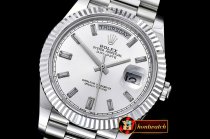 Rolex DayDate 228206 Flt SS/SS Silv Wht Diam BP A3255 Mod