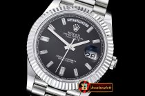 Rolex DayDate 228206 Flt SS/SS Black Diam BP A3255 Mod