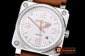 Replica BELL & ROSS BR03-92 SS/LE White/Rose Gold Miyota 9015