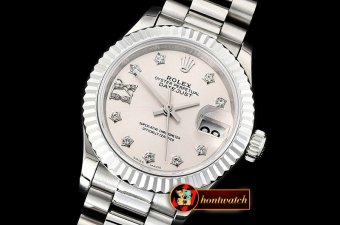 Rolex DateJust Ladies 28mm Pres Flt SS/SS Grey/St D BP A2671