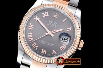 Rolex Datejust DJ 36mm Oyst Flt RG/SS Dark Grey Rmn BP A3135 Mod