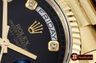 Rolex Daydate 36mm Flt YG/YG Black Diam BP Swiss 2836