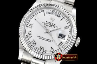 Rolex Daydate 36mm Flt SS/SS White Diam BP Swiss 2836