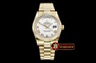 Rolex Daydate 36mm Flt YG/YG Silver Wht Diam BP Swiss 2836