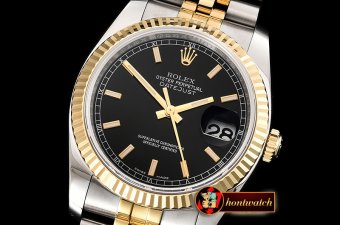Rolex Datejust Man DJ 36mm Jub Flt 904L YG/SS Black ARF A3135 Mod