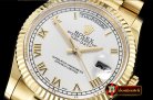 Rolex Daydate 36mm Flt YG/YG White Roman Num BP Swiss 2836