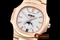 Patek Philippe Nautilus GMT MoonPhase RG/RG White Asia 23J Calen