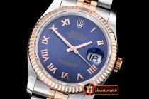 Rolex Datejust DJ 36mm Jub Flt RG/SS Blue Roman BP A3135 Mod