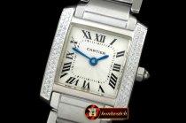 CAR0322 - Ladies Tank Francaise SS/SS/Diam White Swiss Qtz