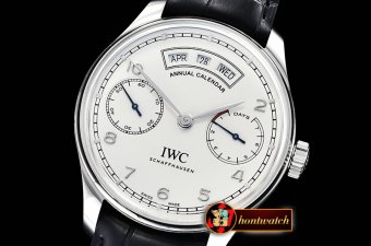 IWC Portugieser Annual Cal IW503502 SS/LE Wht ZF A52850