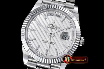Replica Rolex DayDate 40mm SS/SS Silver Stk Flut BP A2836 Mod325