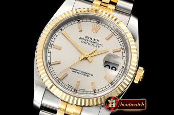 Rolex Datejust 36mm Flt YG/SS S.Wht/Stk Jub ARF Asia SH3135