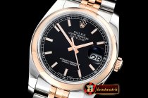 Rolex Datejust Man DJ 36mm Jul Smt 904L RG/SS Blk/Stk ARF A3135 Mod
