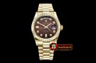 Rolex Daydate 36mm Flt YG/YG Brown Diam BP Swiss 2836