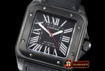 Cartier Santos 100 Mens PVD/NY Black/Wht Num V6F Miyota 9015